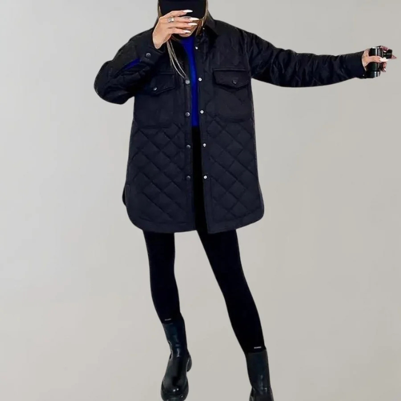 Gewatteerde Jas - Dames Button-Up Oversized Herfst Winter Jas-Boetiek Moda