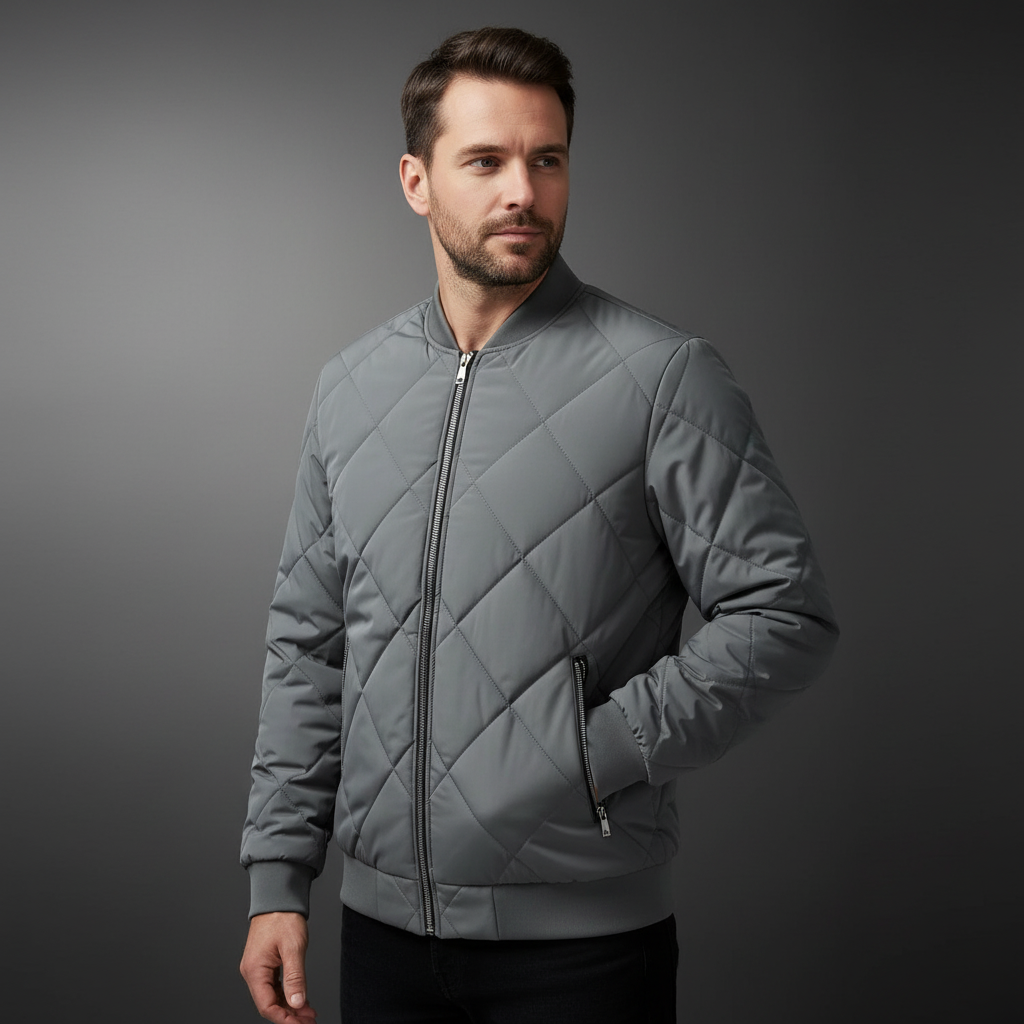 Gewatteerde jas - Fleece gevoerde gewatteerde herenjas voor de winter-Boetiek Moda