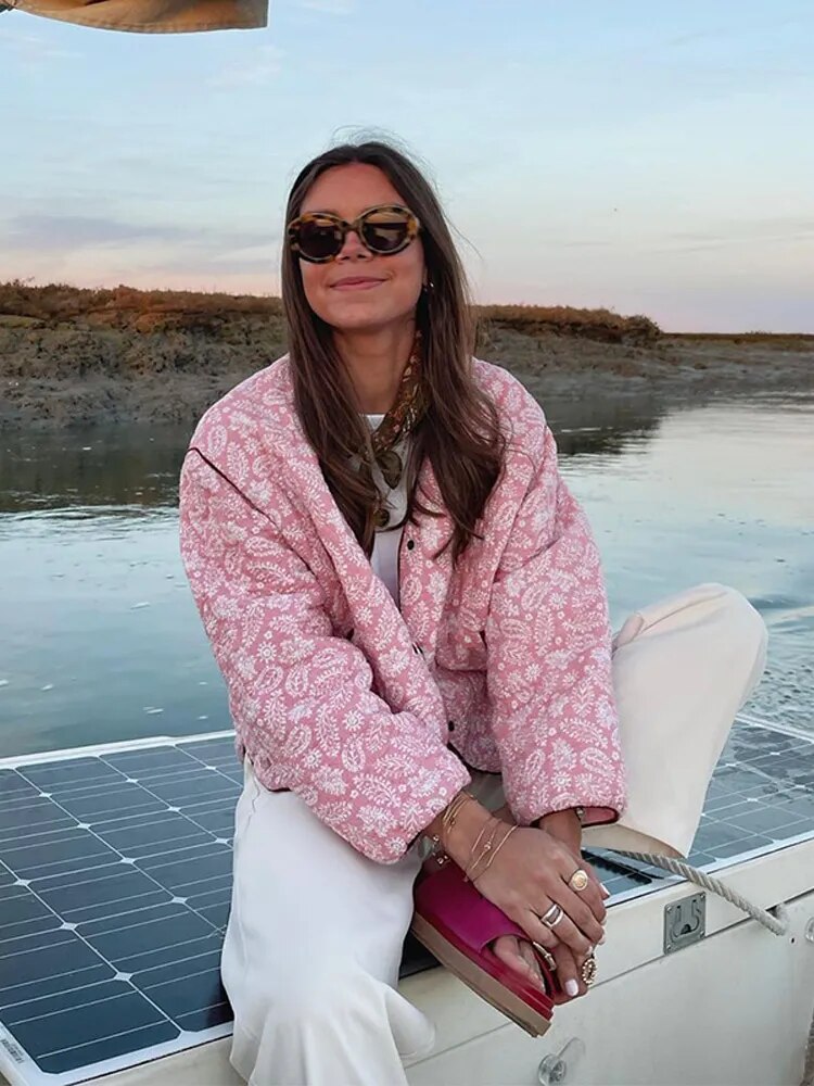 Gewatteerde jas | Roze | Oversized | Gewatteerde damesjas | Damesjas-Boetiek Moda