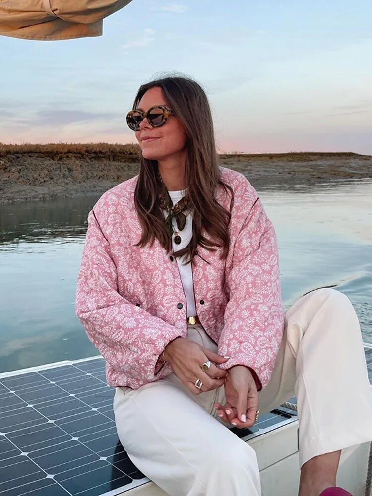 Gewatteerde jas | Roze | Oversized | Gewatteerde damesjas | Damesjas-Boetiek Moda