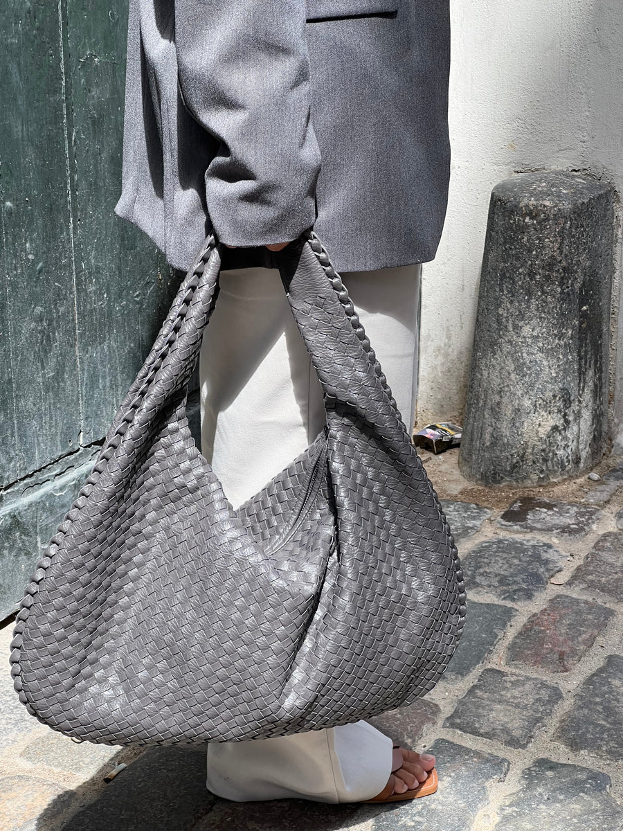 Geweven Tas - Vegan Leer - Rits - Schoudertas - Handtas-Boetiek Moda