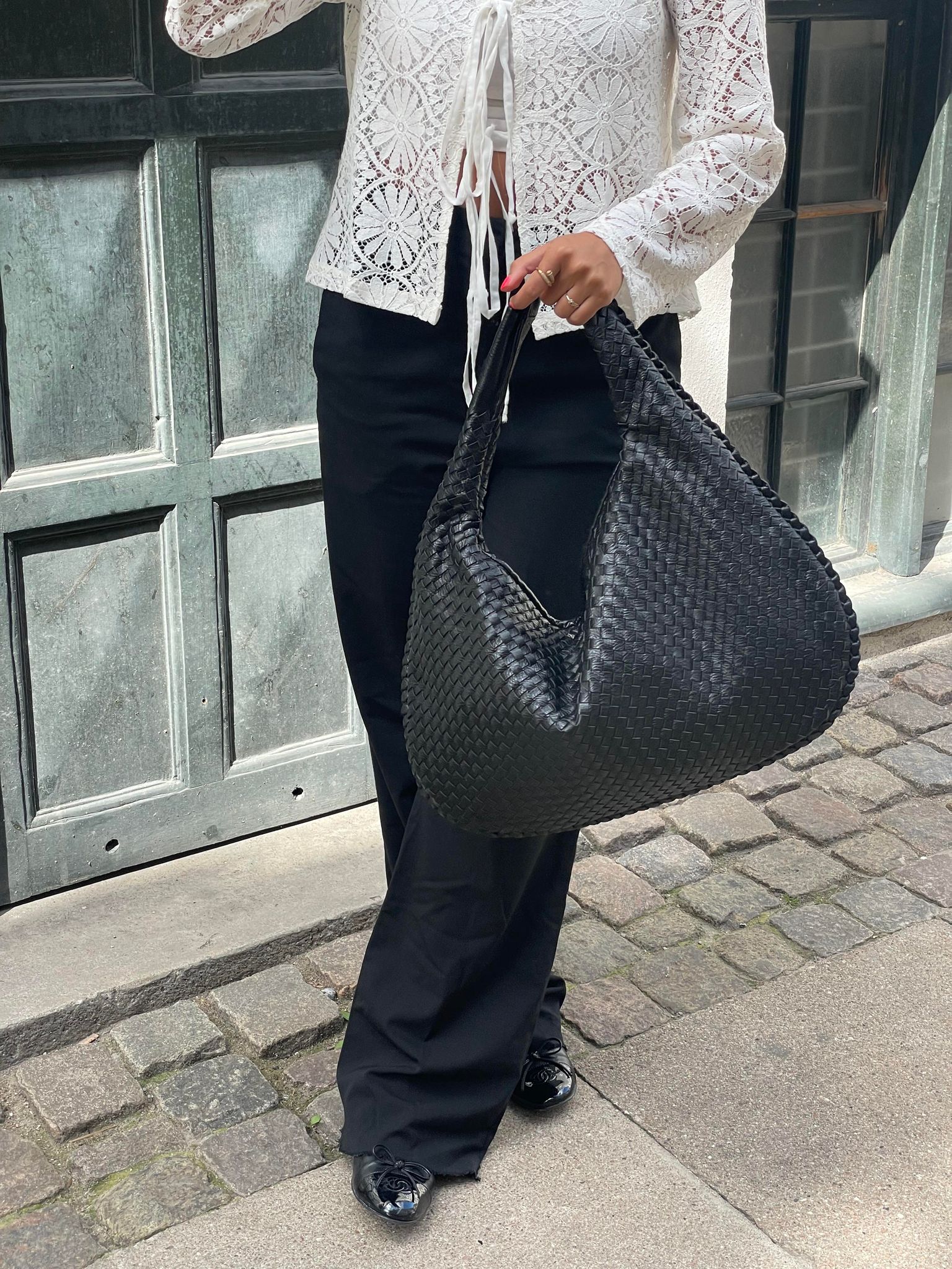 Geweven Tas - Vegan Leer - Rits - Schoudertas - Handtas-Boetiek Moda