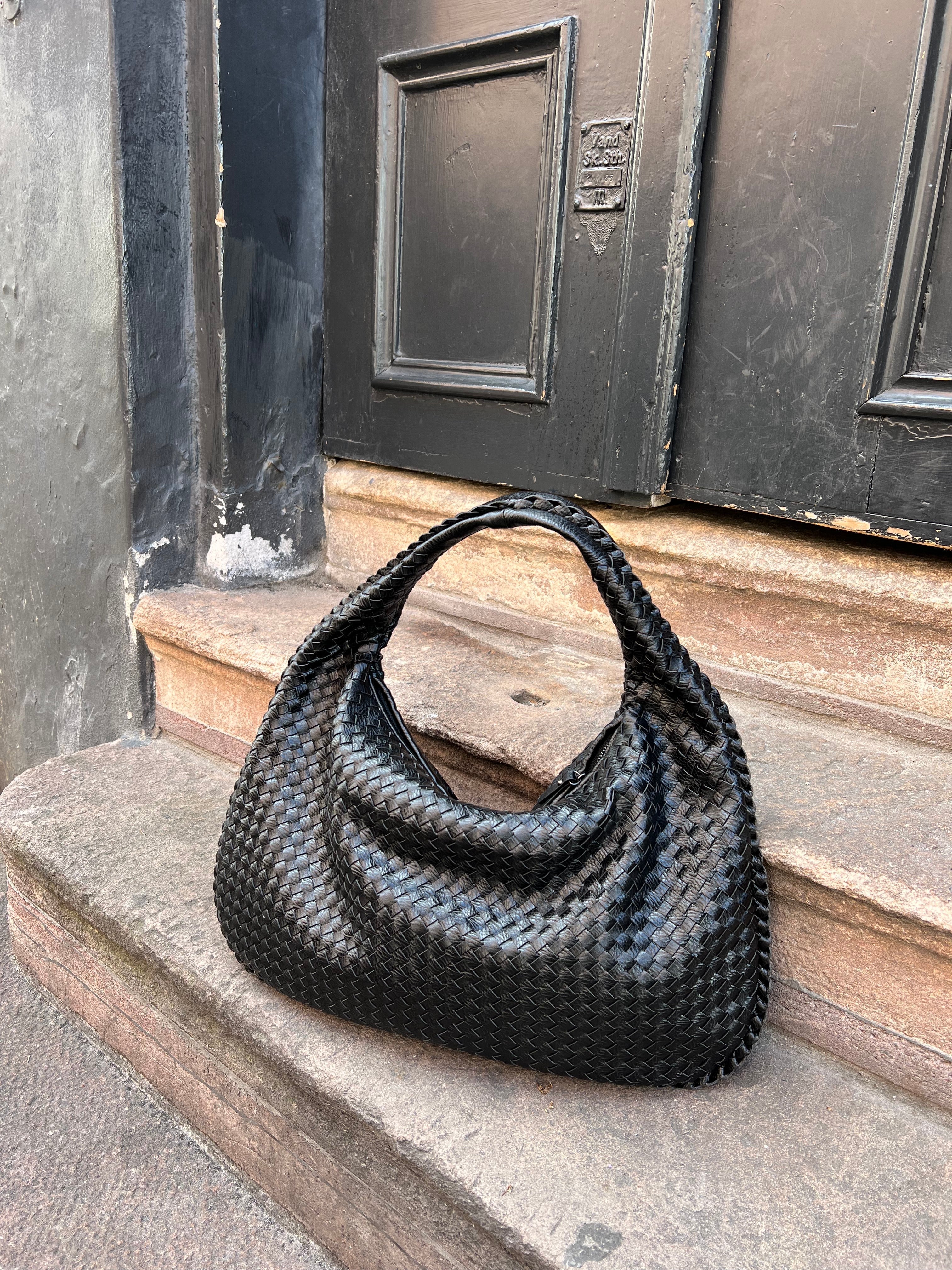Geweven Tas - Vegan Leer - Rits - Schoudertas - Handtas-Boetiek Moda