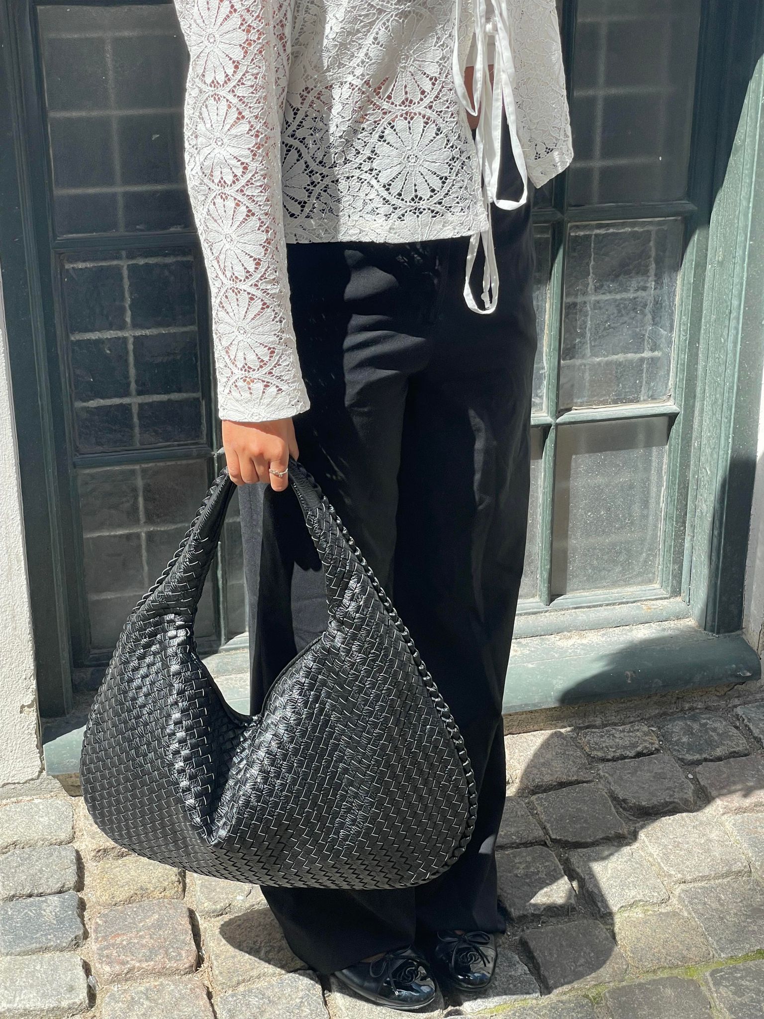 Geweven Tas - Vegan Leer - Rits - Schoudertas - Handtas-Boetiek Moda