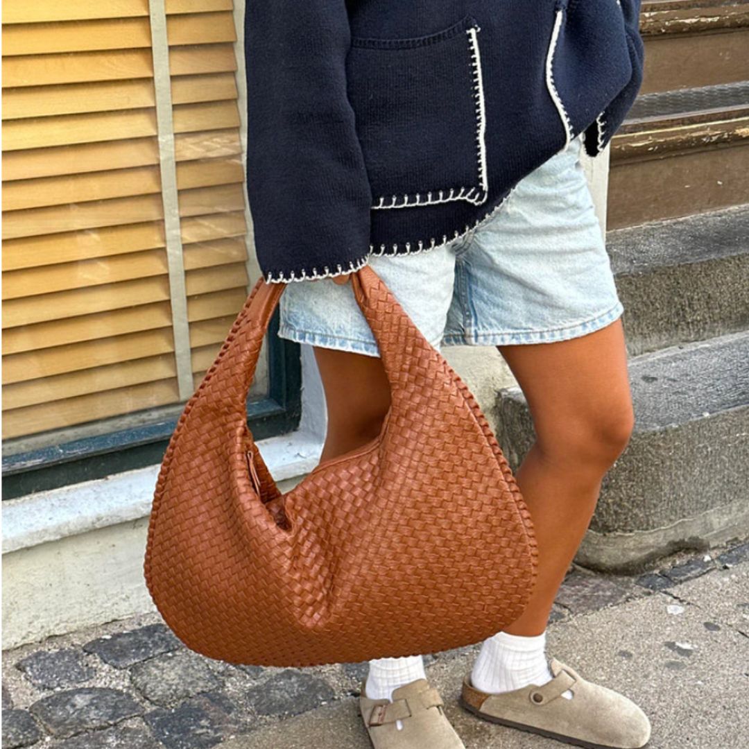 Geweven tas | Hobo | Groot | Gevlochten tas | Kunstleren tas-Boetiek Moda