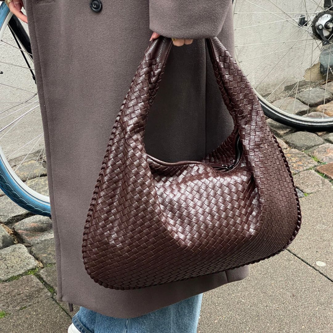 Geweven tas | Hobo | Groot | Gevlochten tas | Kunstleren tas-Boetiek Moda