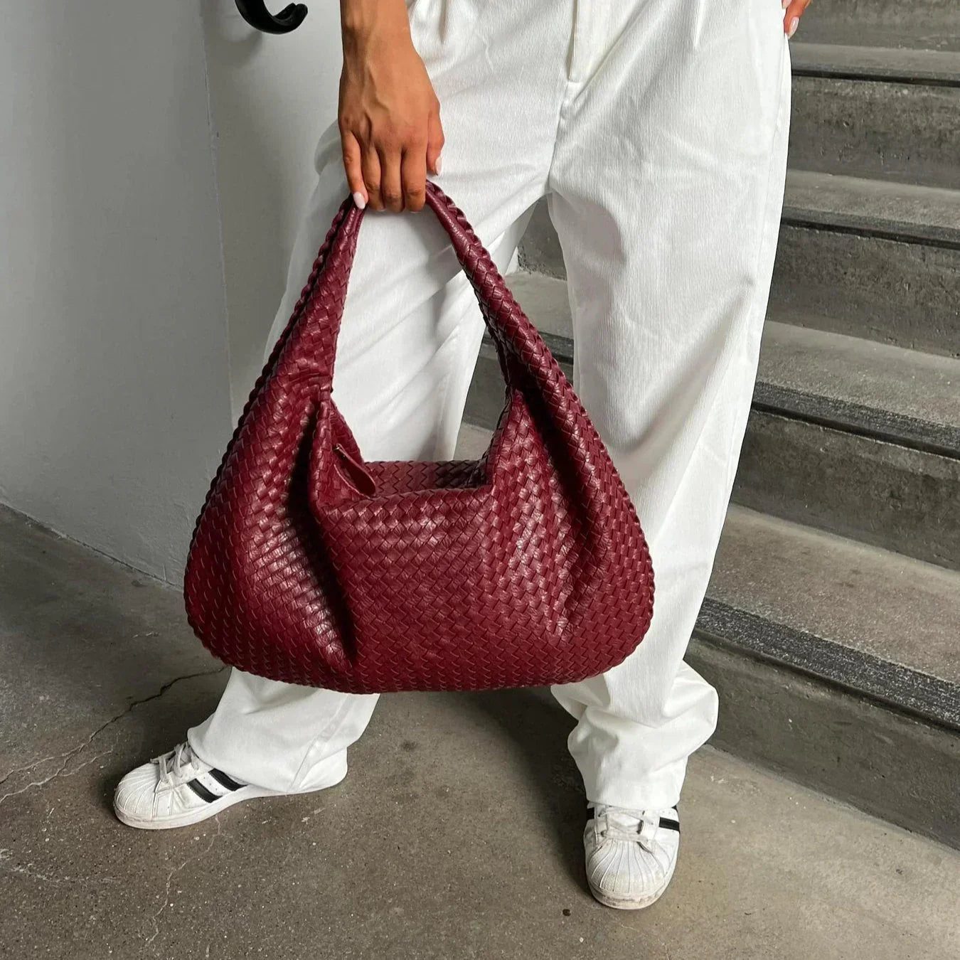 Geweven tas | Hobo | Groot | Gevlochten tas | Kunstleren tas-Boetiek Moda