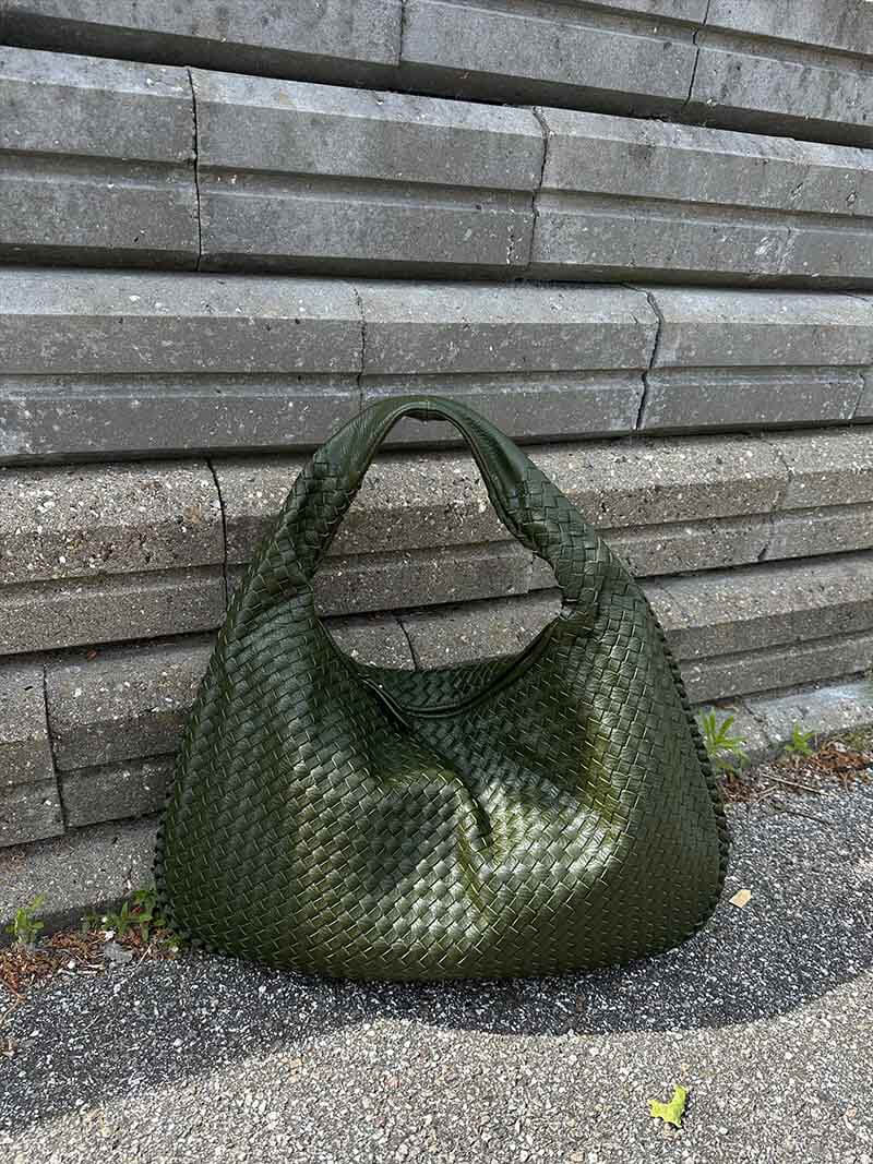 Geweven tas - Slouchy hobo-tas met één schouderband voor dames-Boetiek Moda
