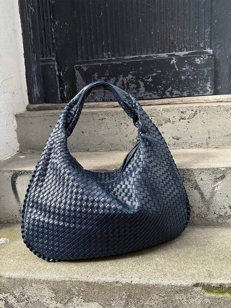 Geweven tas - Slouchy hobo-tas met één schouderband voor dames-Boetiek Moda