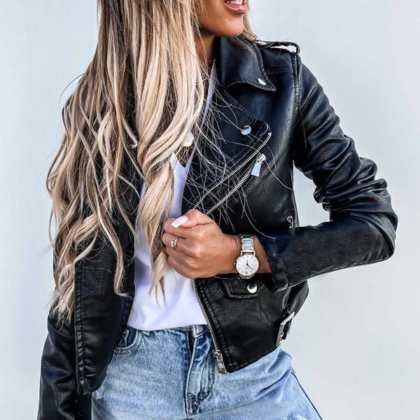 Grace Leather Jacket | Voeg wat extra's toe aan je outfit met dit stijlvolle leren jack-Boetiek Moda