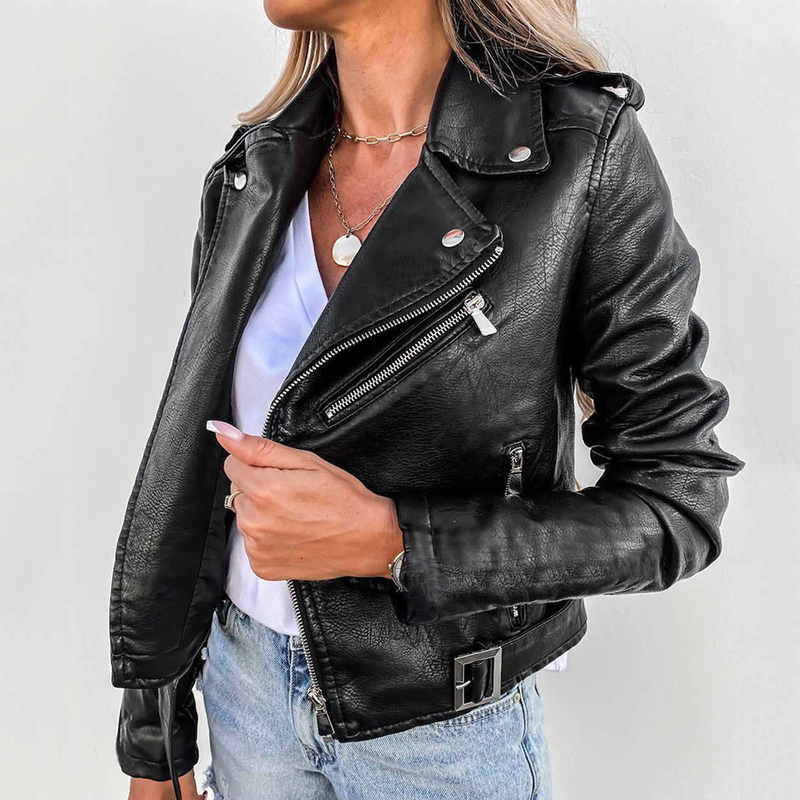 Grace Leather Jacket | Voeg wat extra's toe aan je outfit met dit stijlvolle leren jack-Boetiek Moda