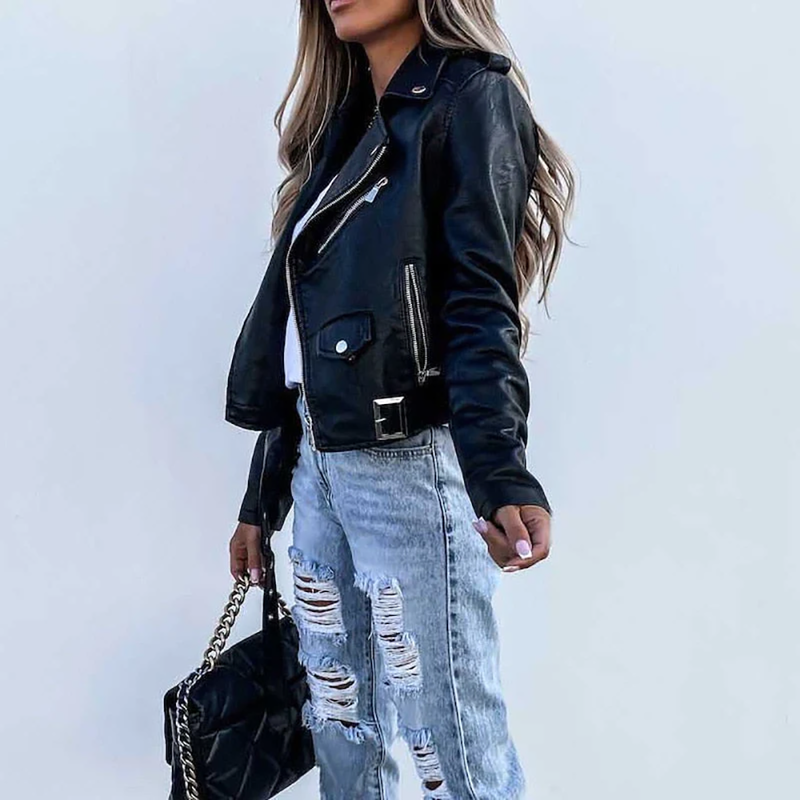 Grace Leather Jacket | Voeg wat extra's toe aan je outfit met dit stijlvolle leren jack-Boetiek Moda