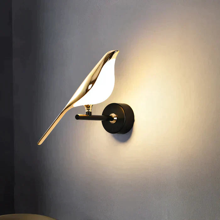 Vogellamp - Decoratieve interieurlamp Goud Zwarte vogel wandlamp