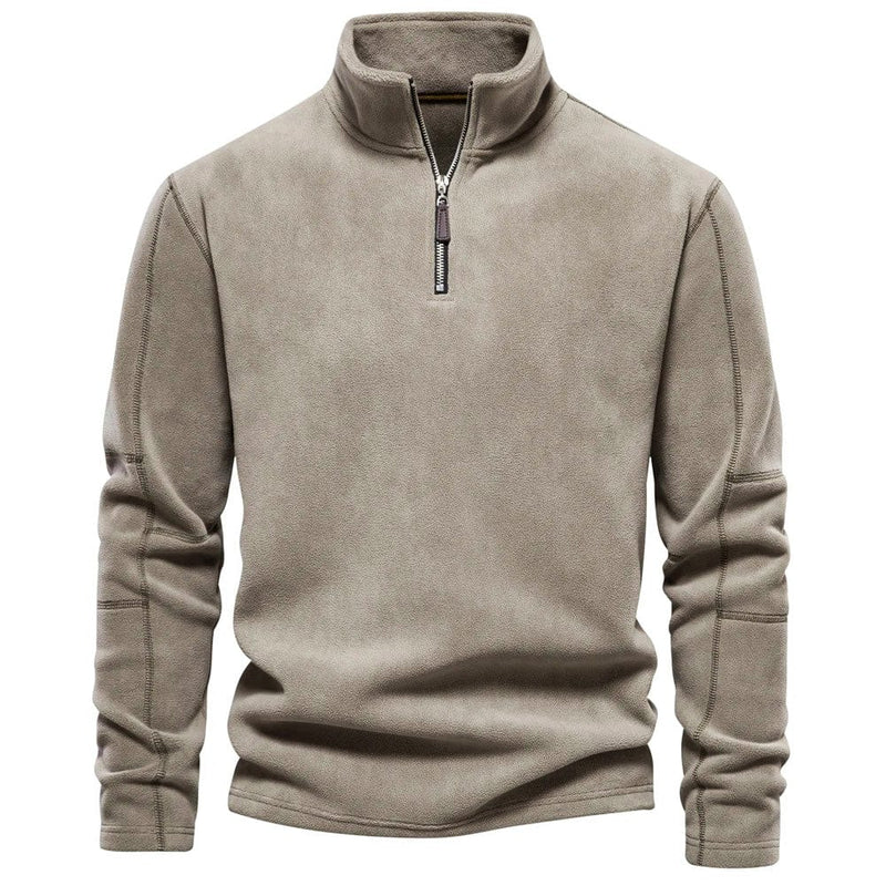 Half Ritssluiting Fleece - Warme Velours Fleece Pullover met hoge hals voor heren-Boetiek Moda