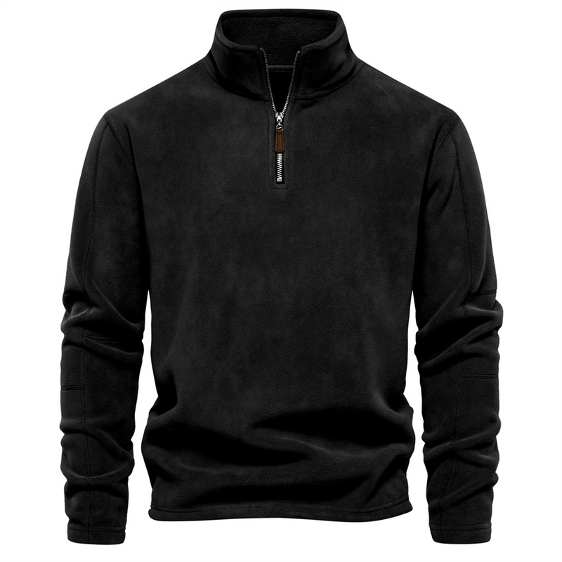 Half Ritssluiting Fleece - Warme Velours Fleece Pullover met hoge hals voor heren-Boetiek Moda