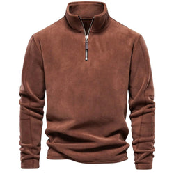 Half Ritssluiting Fleece - Warme Velours Fleece Pullover met hoge hals voor heren-Boetiek Moda