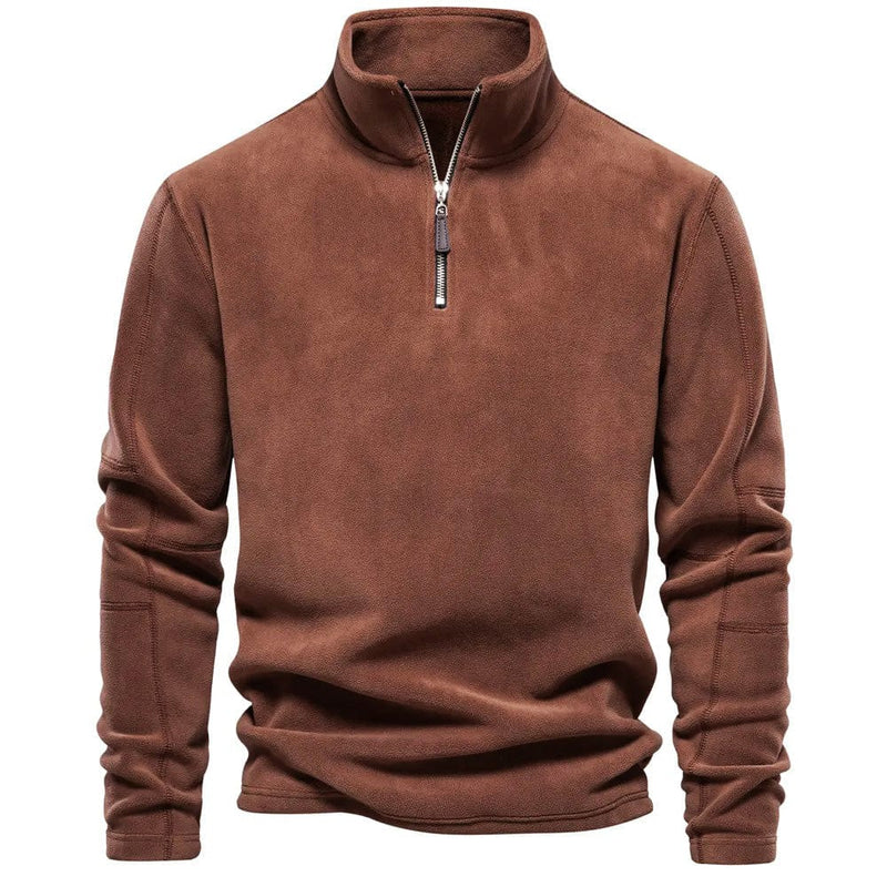 Half Ritssluiting Fleece - Warme Velours Fleece Pullover met hoge hals voor heren-Boetiek Moda