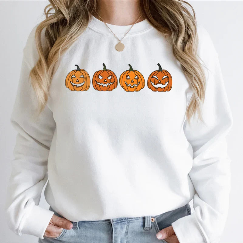 Halloween-trui - Zwart-witte pompoentrui voor dames-Boetiek Moda