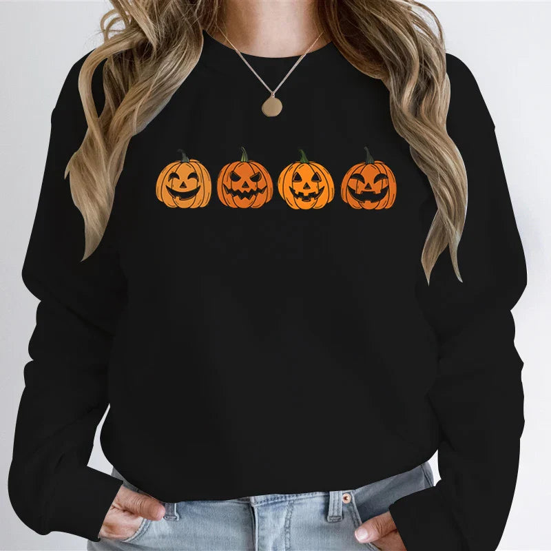 Halloween-trui - Zwart-witte pompoentrui voor dames-Boetiek Moda