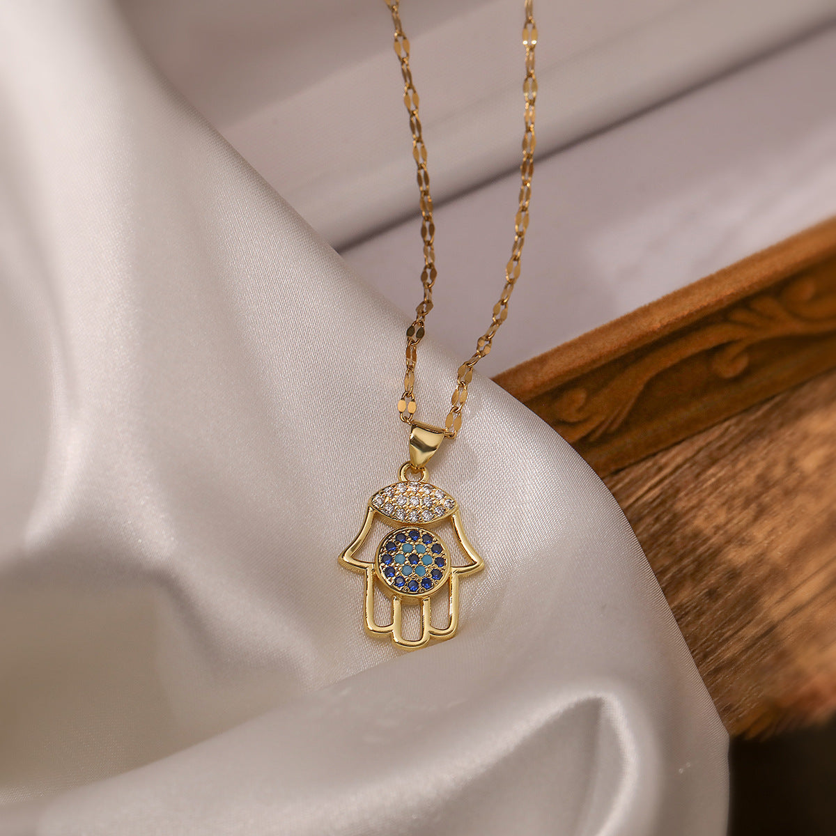 Hamsa Hand Sieraden - Gouden ketting en oorbellen set voor dames-Boetiek Moda