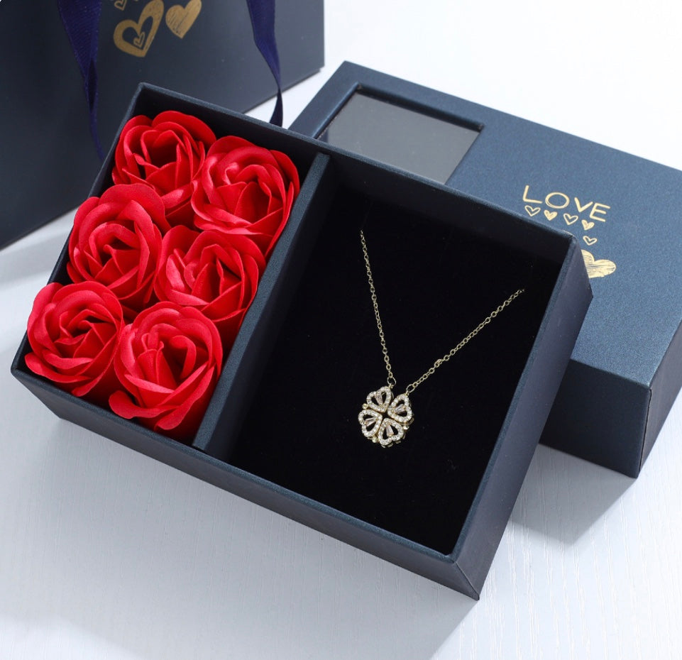 Hart ketting - Vrouwen Goud Zilver 4 Blad Klaver Ketting-Boetiek Moda