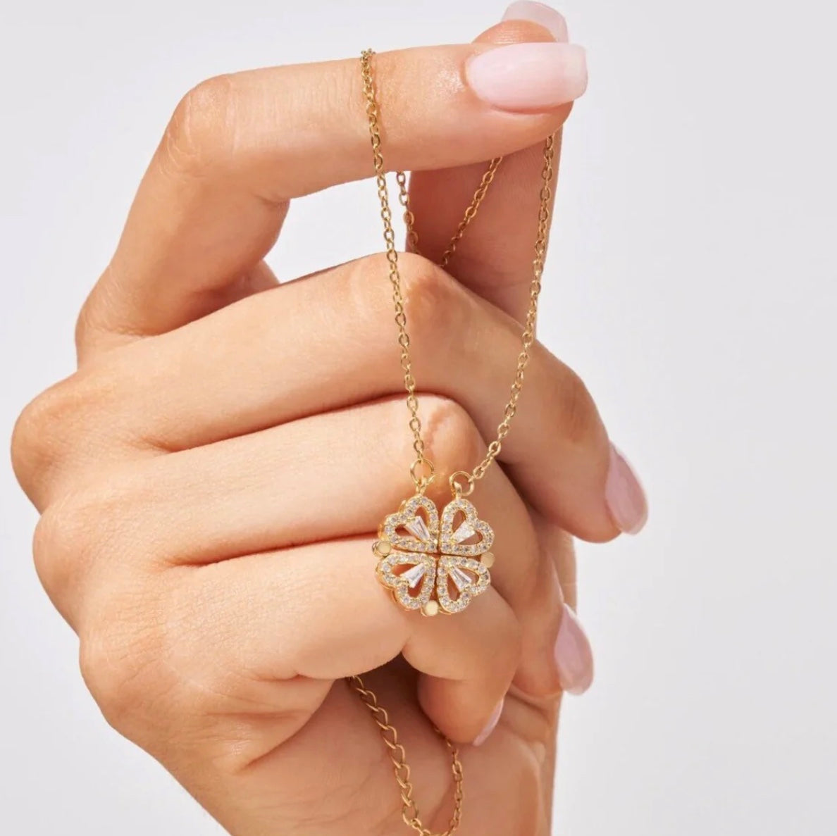 Hart ketting - Vrouwen Goud Zilver 4 Blad Klaver Ketting-Boetiek Moda