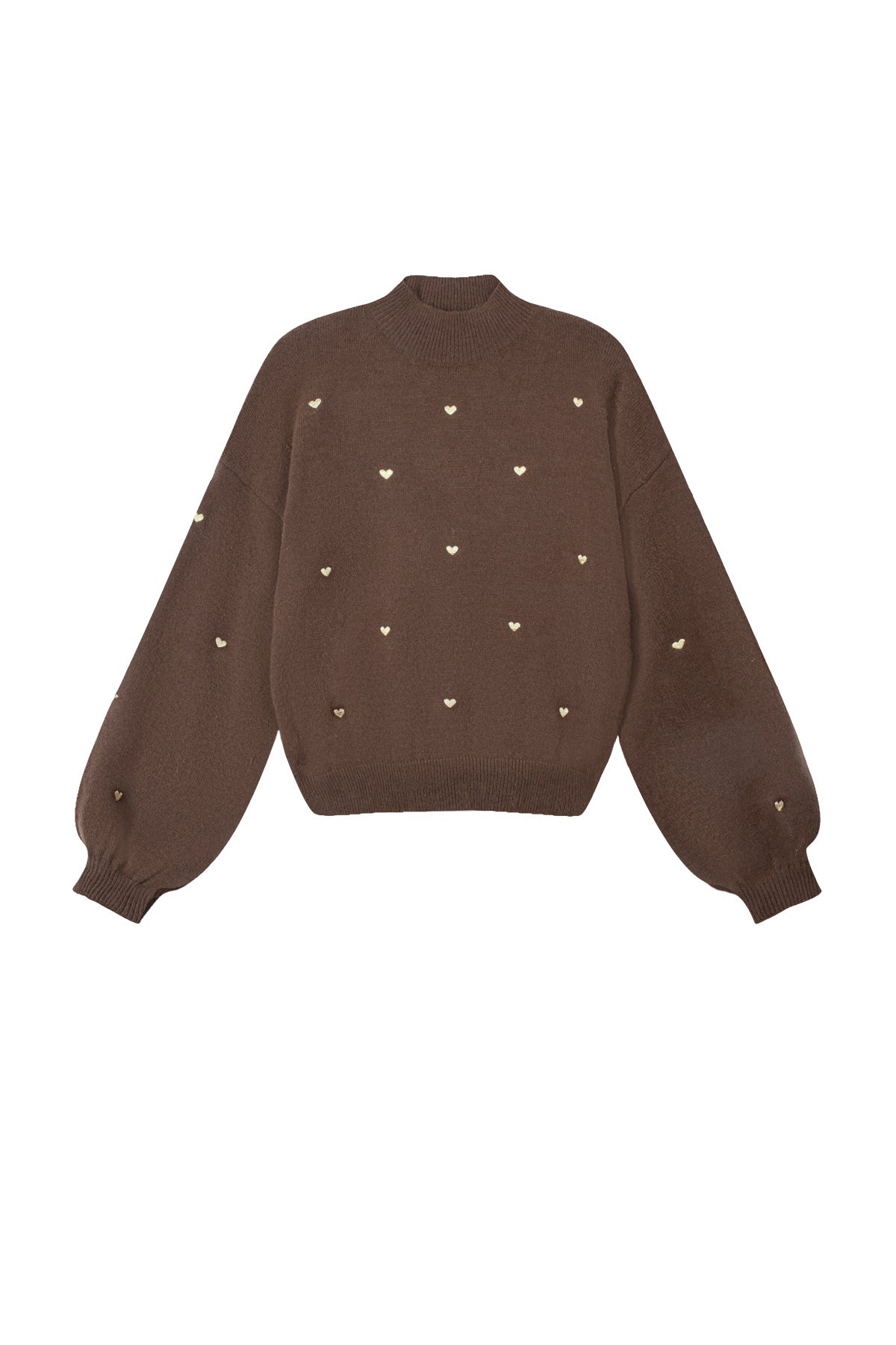 Harttrui - Losse pasvorm - Hoge hals - Gebreide trui - Gebreide kleding voor dames-Boetiek Moda