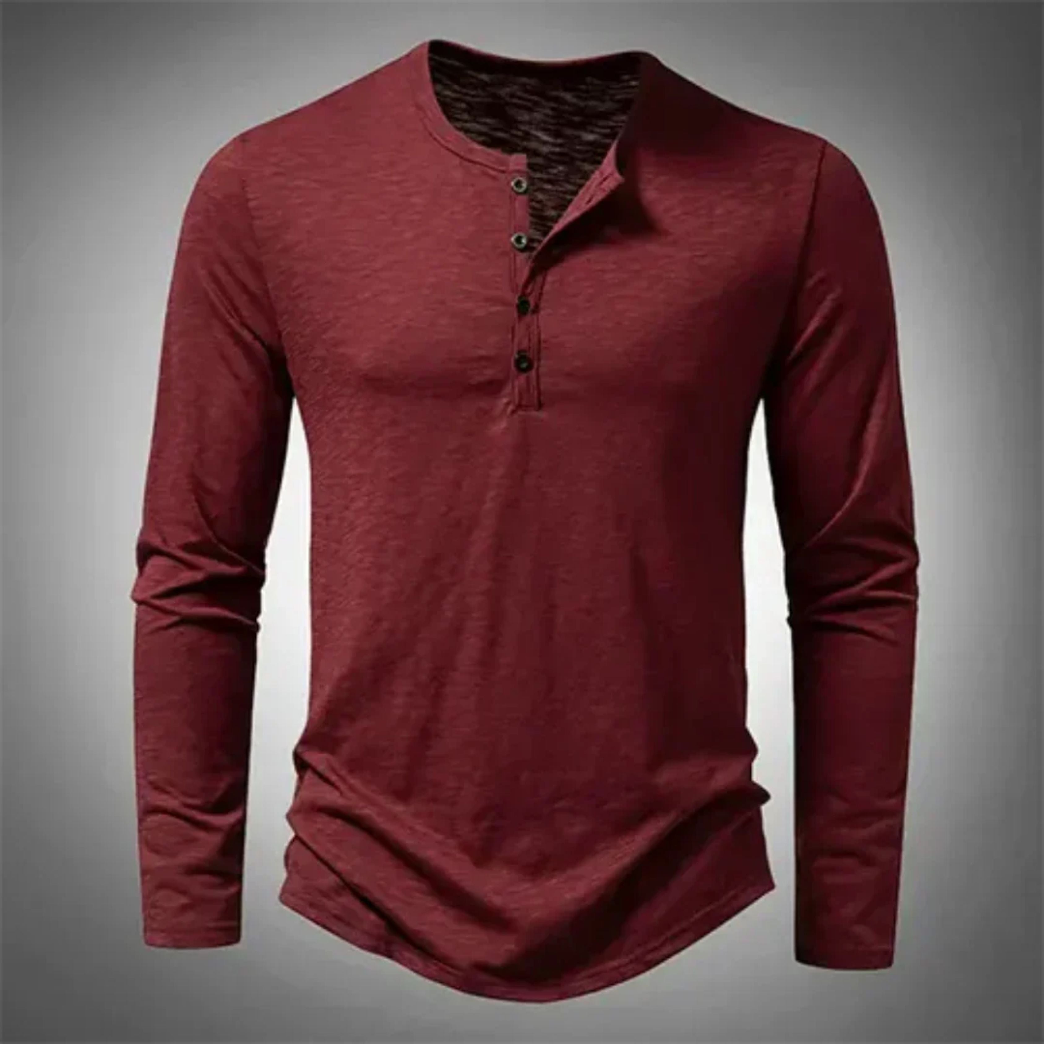 Henley-shirt - Casual - Half geknoopt - T-shirt met lange mouwen - Herenkleding-Boetiek Moda