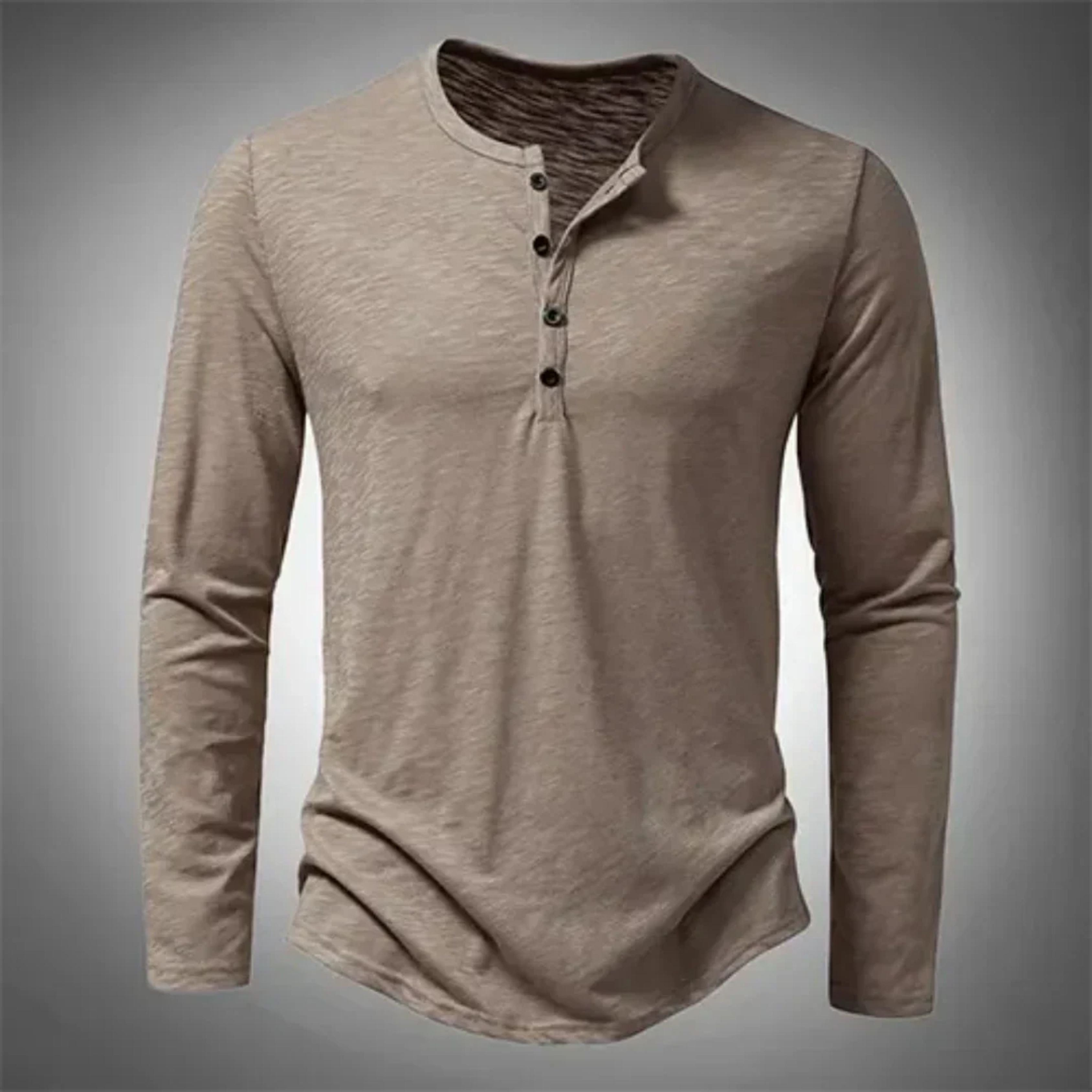 Henley-shirt - Casual - Half geknoopt - T-shirt met lange mouwen - Herenkleding-Boetiek Moda