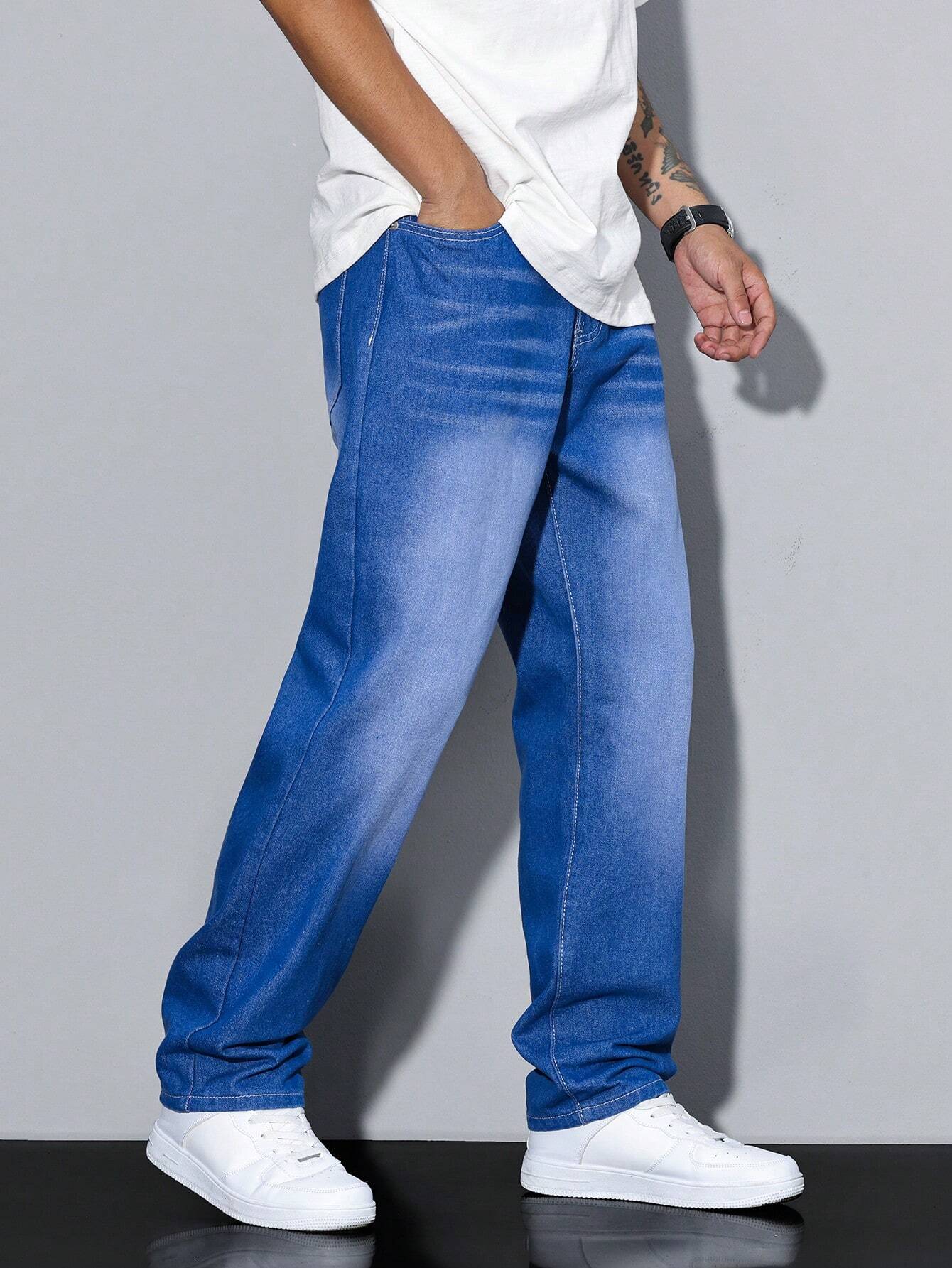 Heren Jeans - Washed Straight Leg Jeans-Boetiek Moda