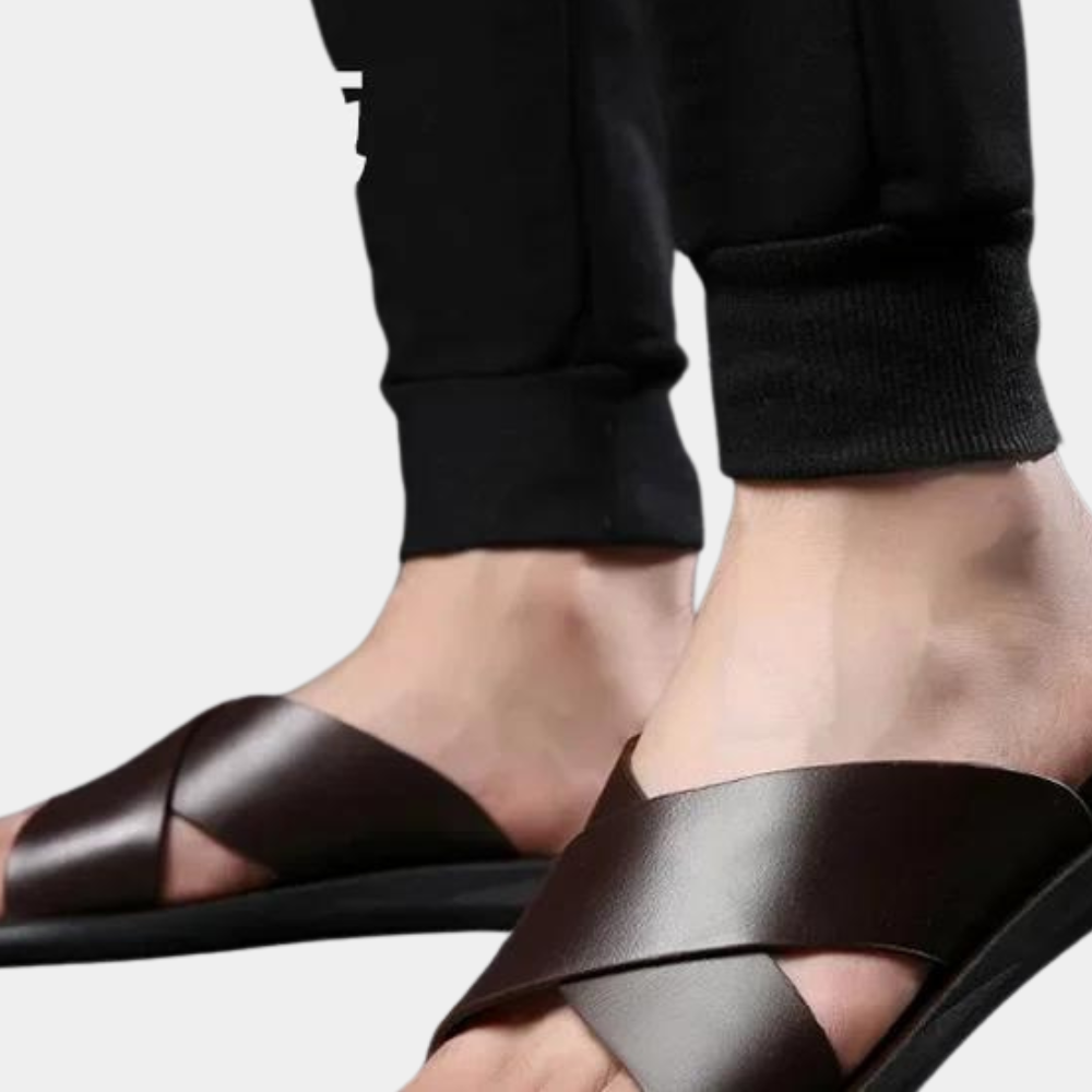 Heren slippers - Instappers - Leer - Zomerslippers - Heren sandalen-Boetiek Moda