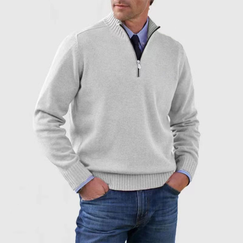 Heren trui met halve rits | Gebreid | Lange mouwen | Trui met kwartritssluiting | Heren truien met kwartritssluiting-Boetiek Moda