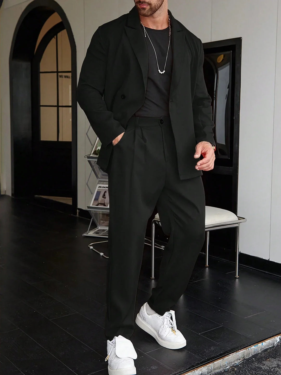 Herenpak | Relaxed Fit | Geplooide Broek | Blazer en Broek Set | Tweedelige Set Heren-Boetiek Moda