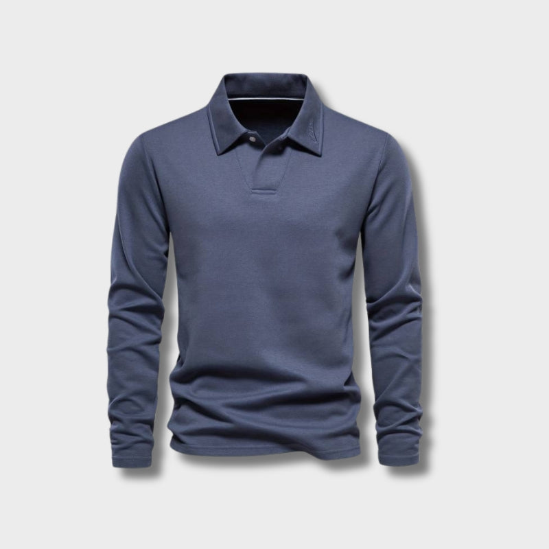 Herenpoloshirt | Met kraag | Effen | Shirts met lange mouwen | T-shirts met lange mouwen-Boetiek Moda