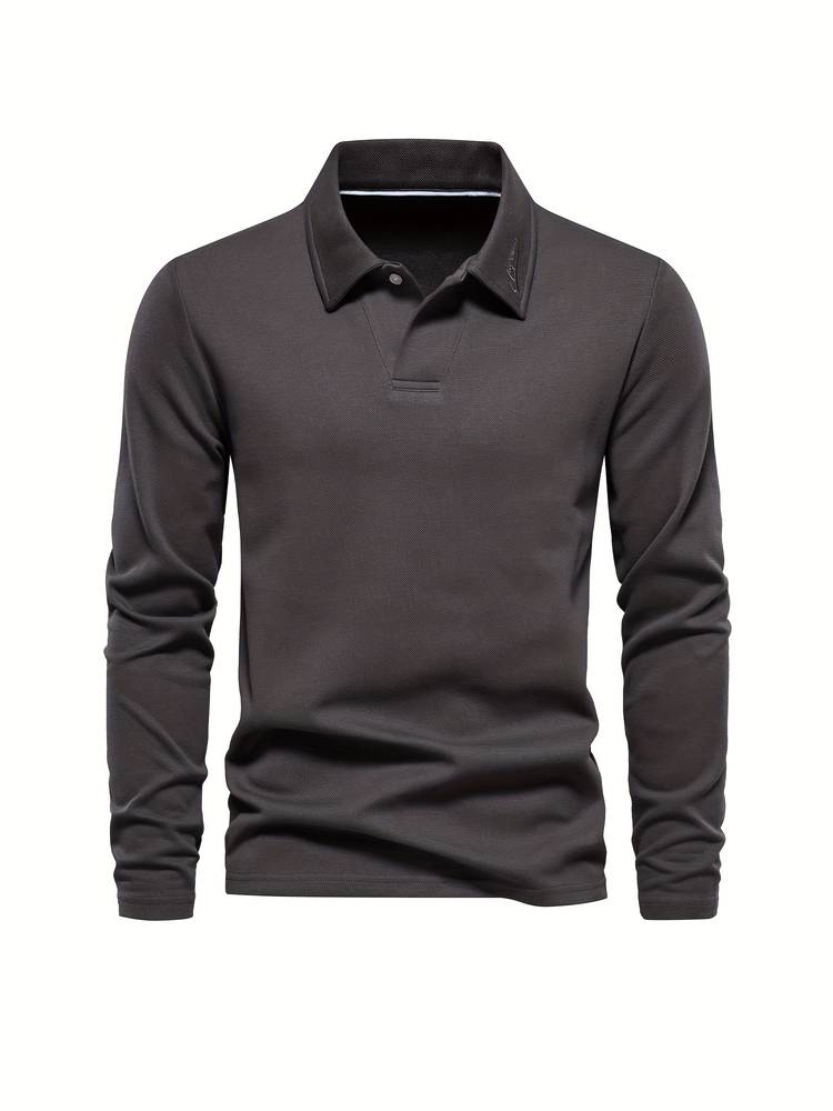 Herenpoloshirt | Met kraag | Effen | Shirts met lange mouwen | T-shirts met lange mouwen-Boetiek Moda