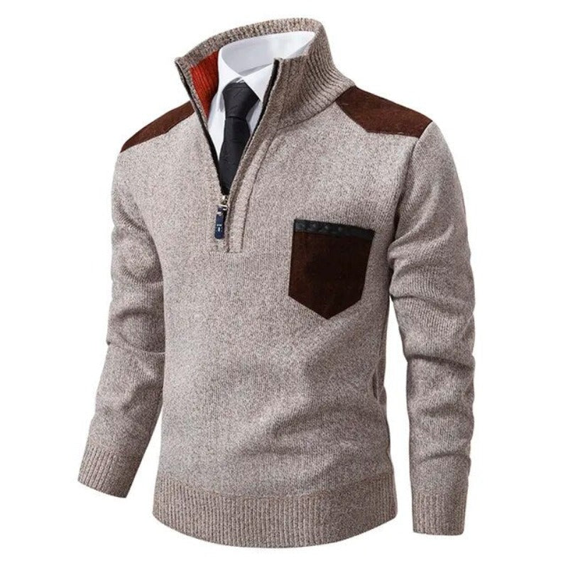 Herenpullover met halve rits - Warm - Gebreid - Trui met kwartrits - Sweater met halve rits voor heren-Boetiek Moda