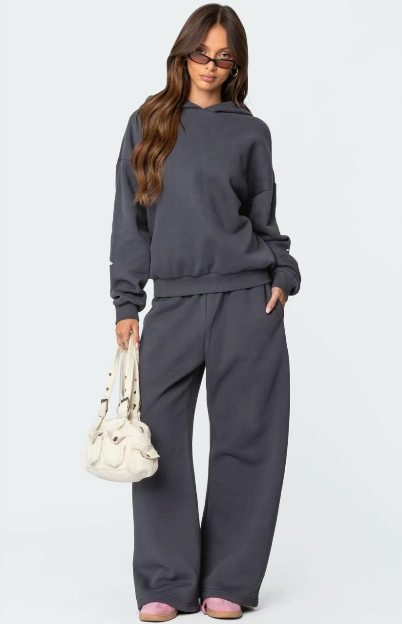 Hoodie Joggers Set - Wijde pijpen - Tweedelig - Trainingspak - Dameskleding-Boetiek Moda