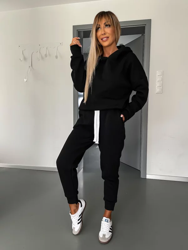Hoodie en Sweatbroek Set | Katoen | Koord | Sweatpak | Joggersets voor dames-Boetiek Moda
