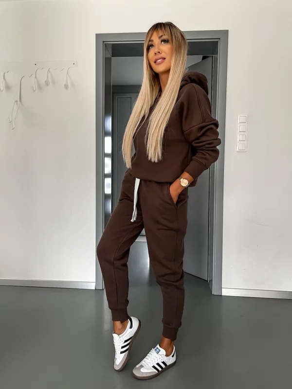 Hoodie en Sweatbroek Set | Katoen | Koord | Sweatpak | Joggersets voor dames-Boetiek Moda