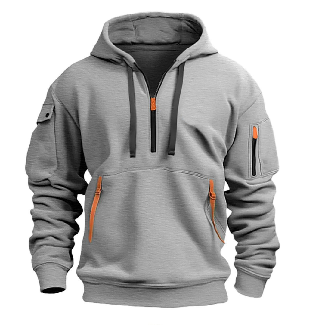 Hoodie met halve rits | Zakken met rits | Pullover | Casual hoodie | Hoodie voor mannen-Boetiek Moda