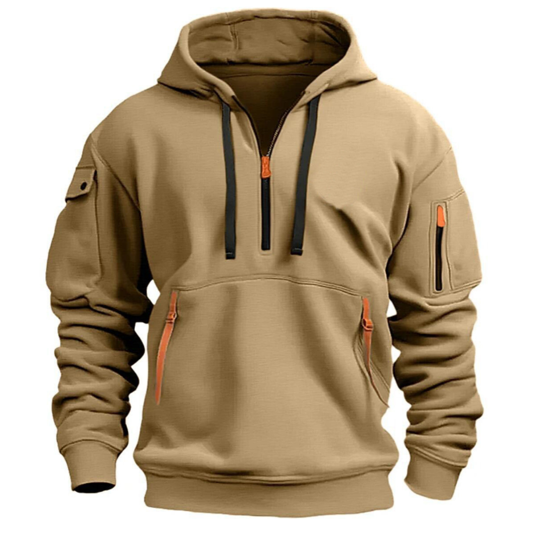 Hoodie met halve rits | Zakken met rits | Pullover | Casual hoodie | Hoodie voor mannen-Boetiek Moda