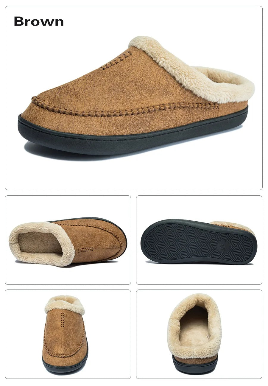 Huisslippers - Warme, suède pantoffels voor binnen in de winter voor heren-Boetiek Moda