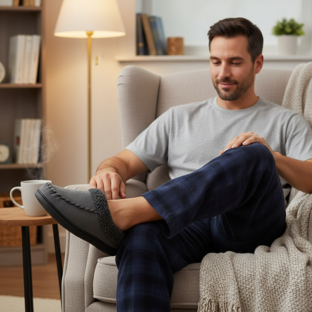 Huisslippers | Winter | Met fleece gevoerd | Binnenslippers | Herenslippers-Boetiek Moda