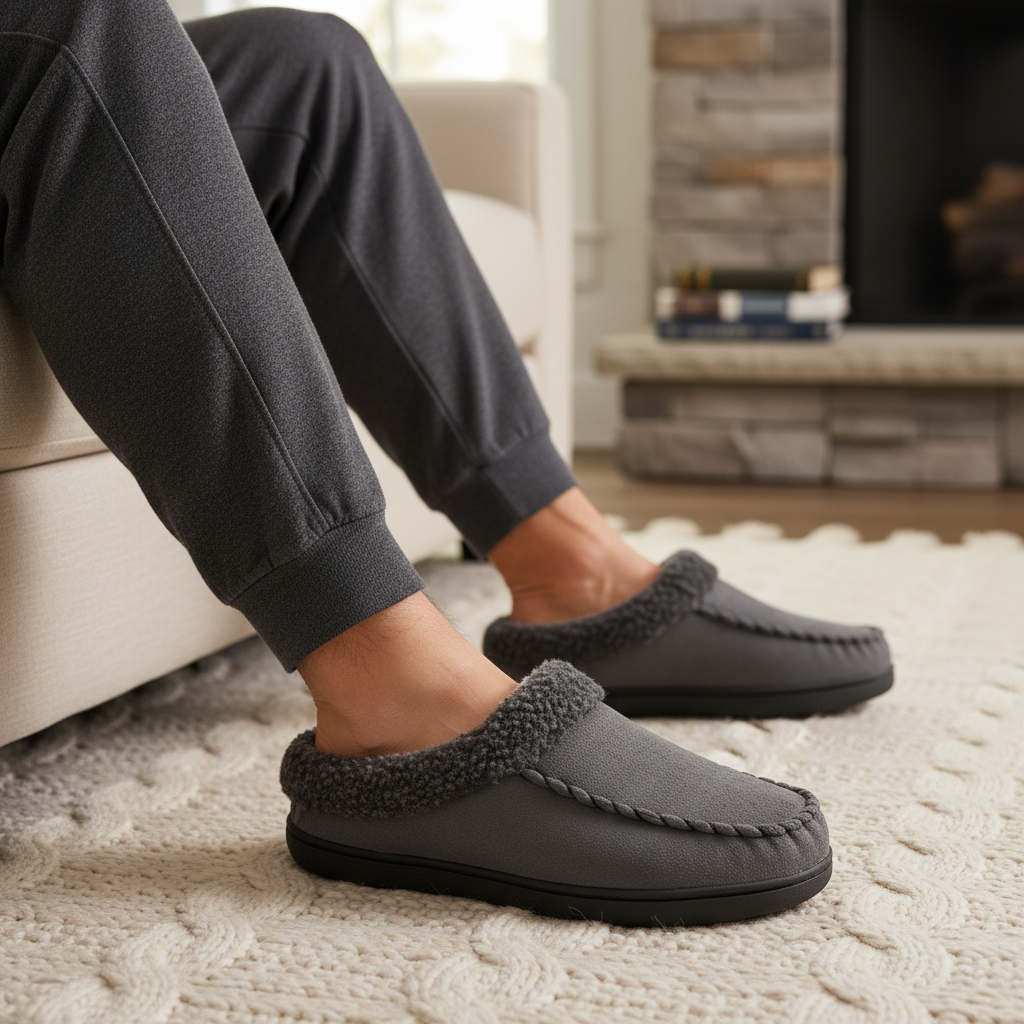 Huisslippers | Winter | Met fleece gevoerd | Binnenslippers | Herenslippers-Boetiek Moda