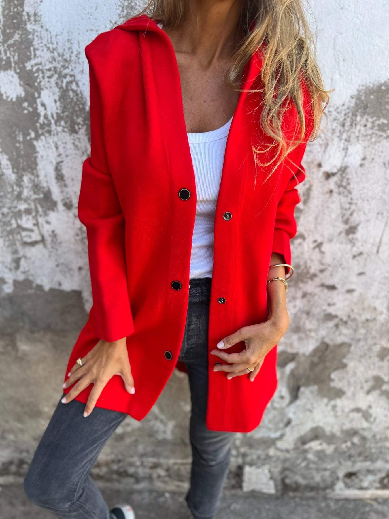 Jas met capuchon | Enkelborstig | Halflang | Herfstjas | Casual Jacks for Women-Boetiek Moda
