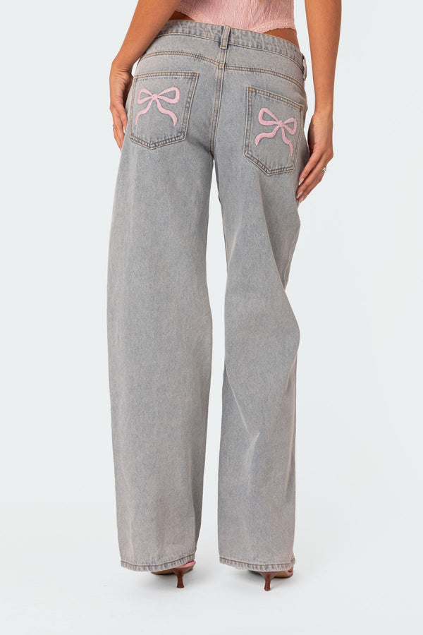 Jeans met wijde pijpen - Dames Stretchy Baggy Jeans met lage taille-Boetiek Moda