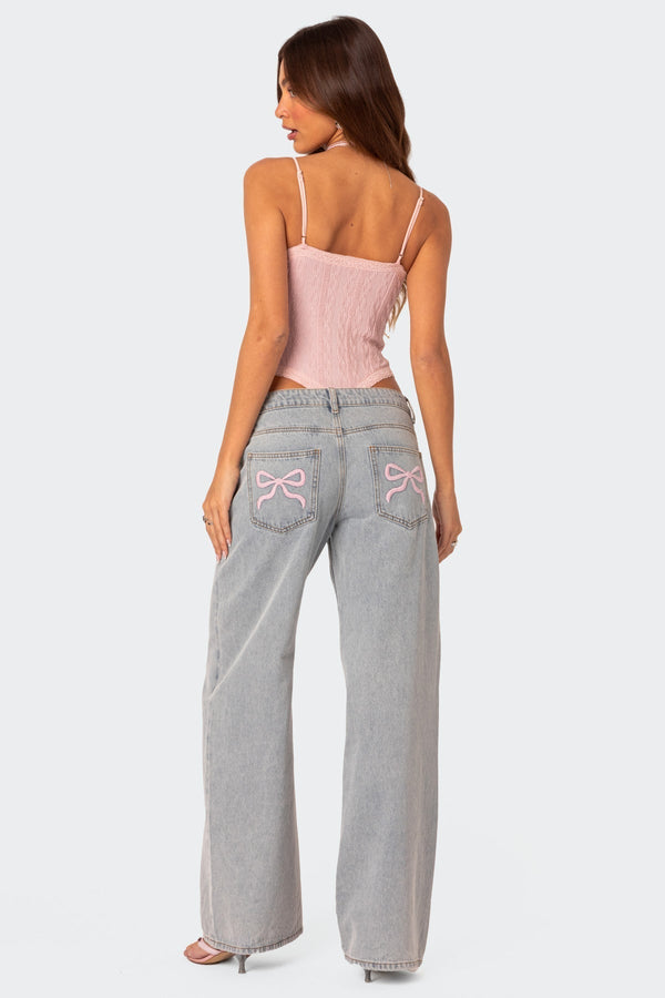 Jeans met wijde pijpen - Dames Stretchy Baggy Jeans met lage taille-Boetiek Moda