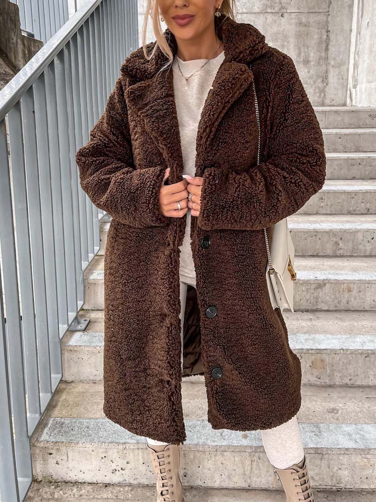 Jennifer Teddy Coat | Warme lange teddy jas is de top trend in 2023-Boetiek Moda