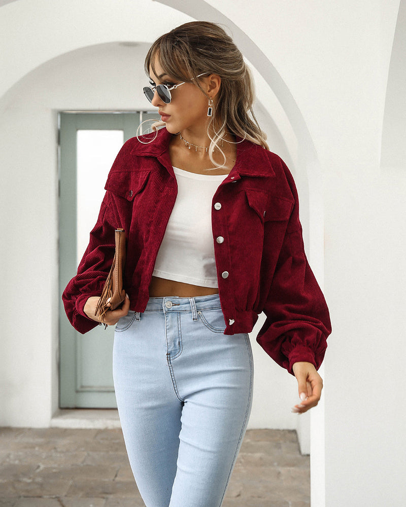 Jessica Corduroy Jacket | Trendy jasje met korte mouwen is een must-have voor dit voorjaar-Boetiek Moda