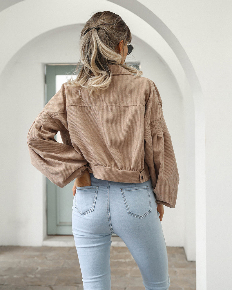 Jessica Corduroy Jacket | Trendy jasje met korte mouwen is een must-have voor dit voorjaar-Boetiek Moda